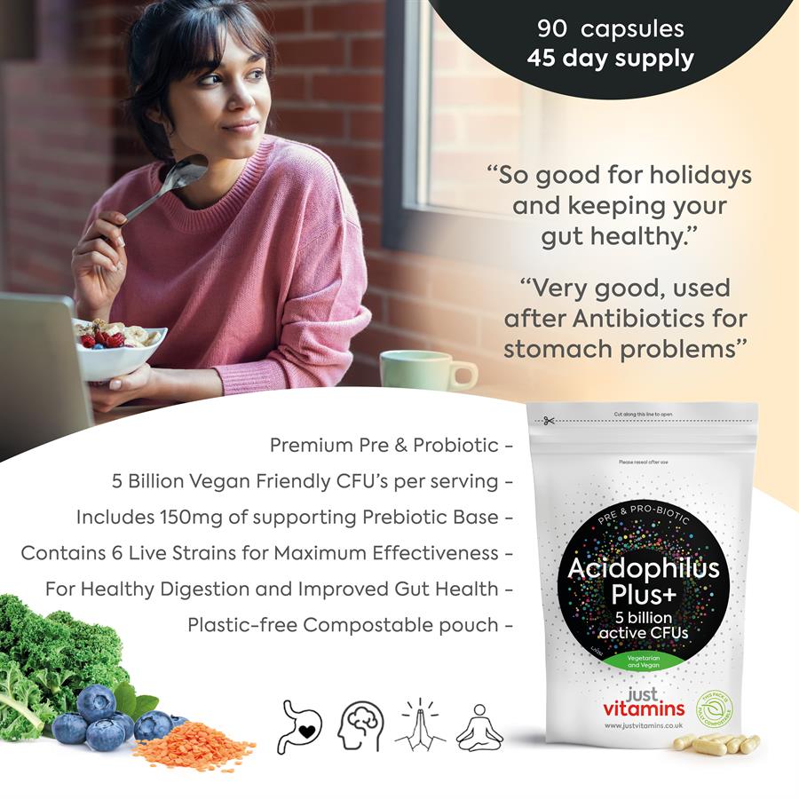 Acidophilus Plus+ with Prebiotic for Settled, Balanced Digestion