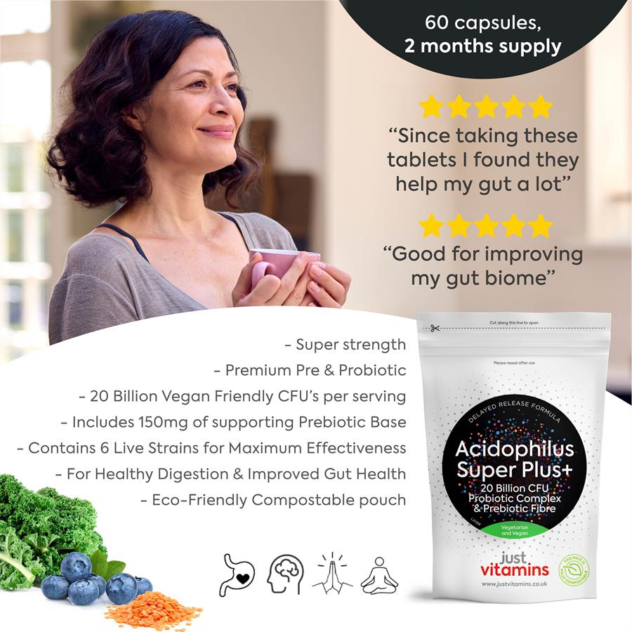 Acidophilus Super Plus+ with Prebiotic for A Calmer, Settled Gut